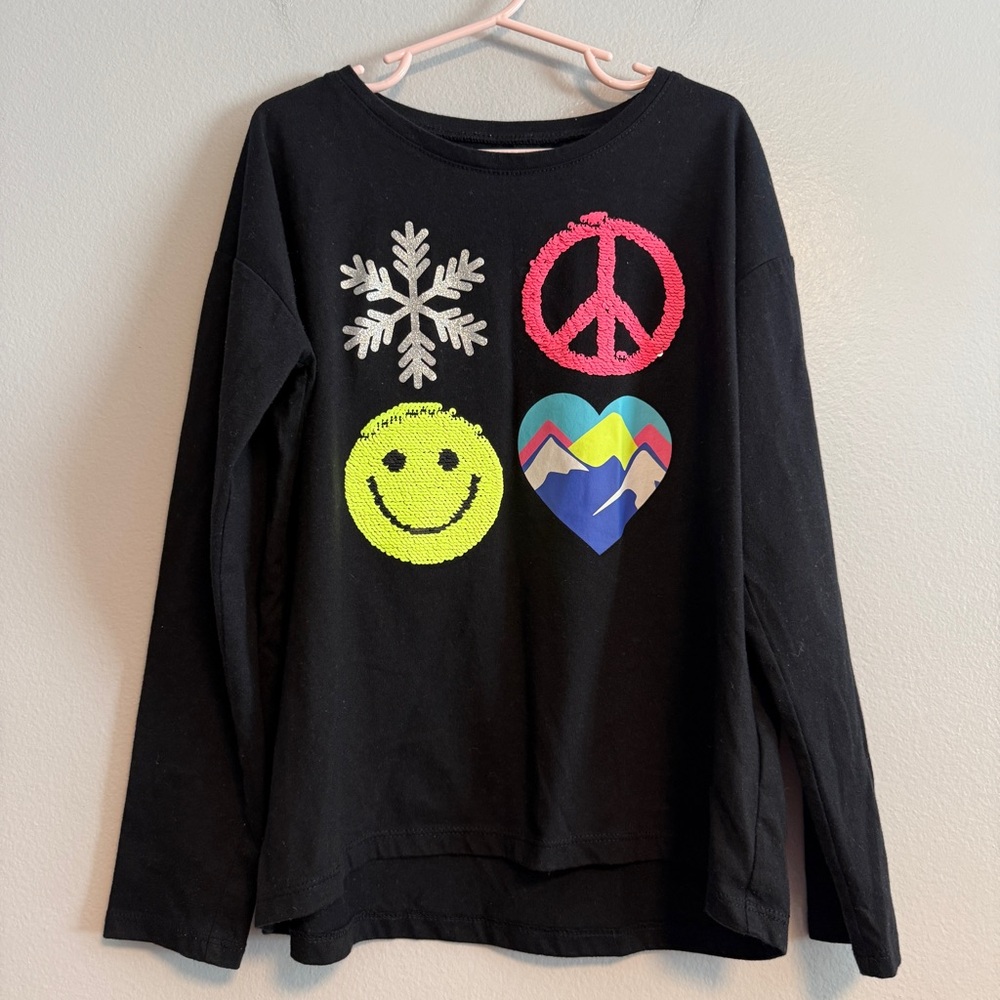 Children’s Place Kids Long Sleeve Colorful Embellished Graphic Tee Size 7/8